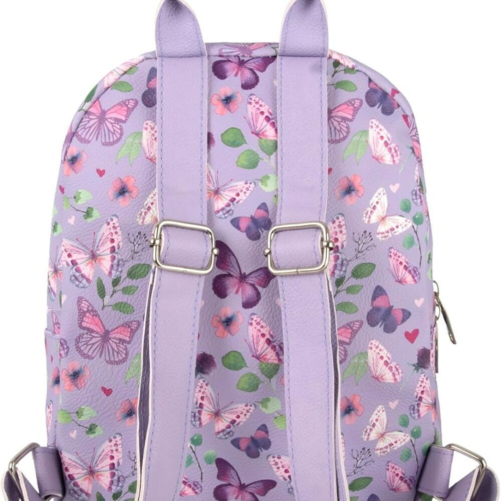 Waterproof Vegan Leather Mini Backpack Purse for Women Travel Work Lilac - Picture 3 of 9